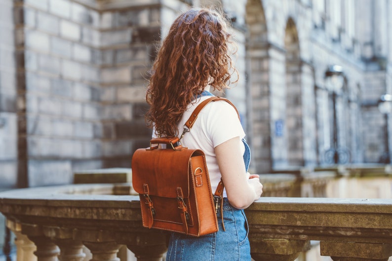 Briefcase Convertible, Leather Messenger, Messenger Bag, Leather Work Bag, Unisex Briefcase, Backpack, Leather Rucksack, Leather Laptop Bag image 3