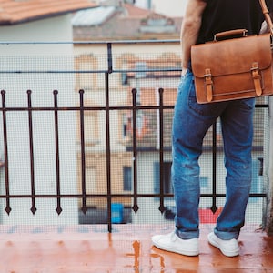 Leather Messenger Bag, 13 Men's Briefcase, Laptop Satchel, Work Bag, Handmade Cross-body Bag, Retro Metropolitan Fashion, Urban Style, Gift image 7