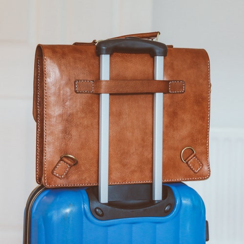 Leather Briefcase With Trolley Sleeve, Leather Messenger