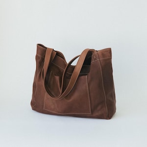 Soft Lamb Leather Tote Bag: Large Vegetable Tanned Shoulder Bag