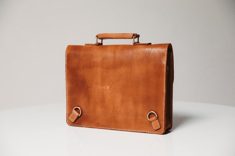 Messenger Bag Men, 13 Leather Men's Briefcase, Laptop Bag, Work Bag, Handmade Cross-body Bag, Retro Metropolitan Fashion, Urban Style, Gift image 6