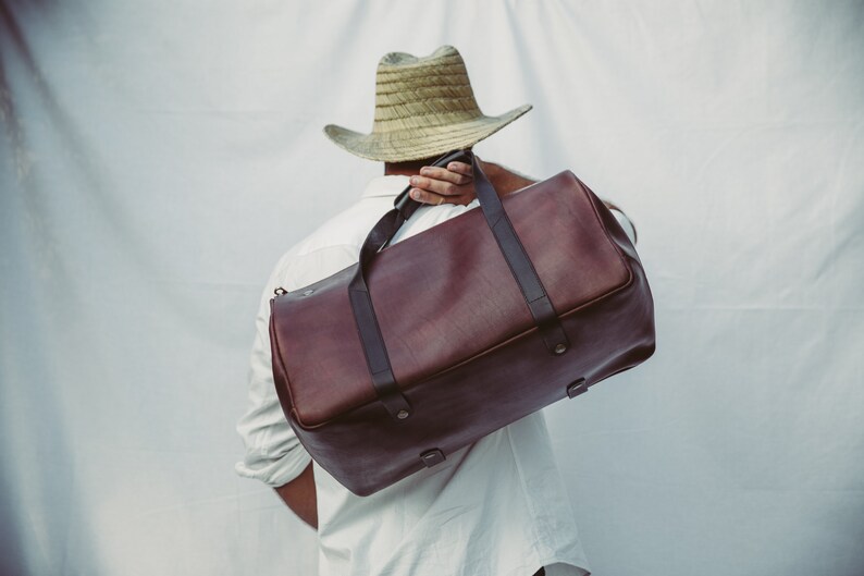 Duffle Bag Leather Duffel Bag Flight Carry on Size Etsy