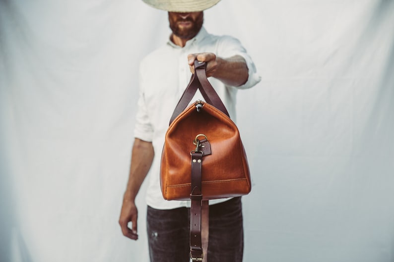 Leather Duffle Bag Weekender Bag Flight Carry on Leather Etsy UK