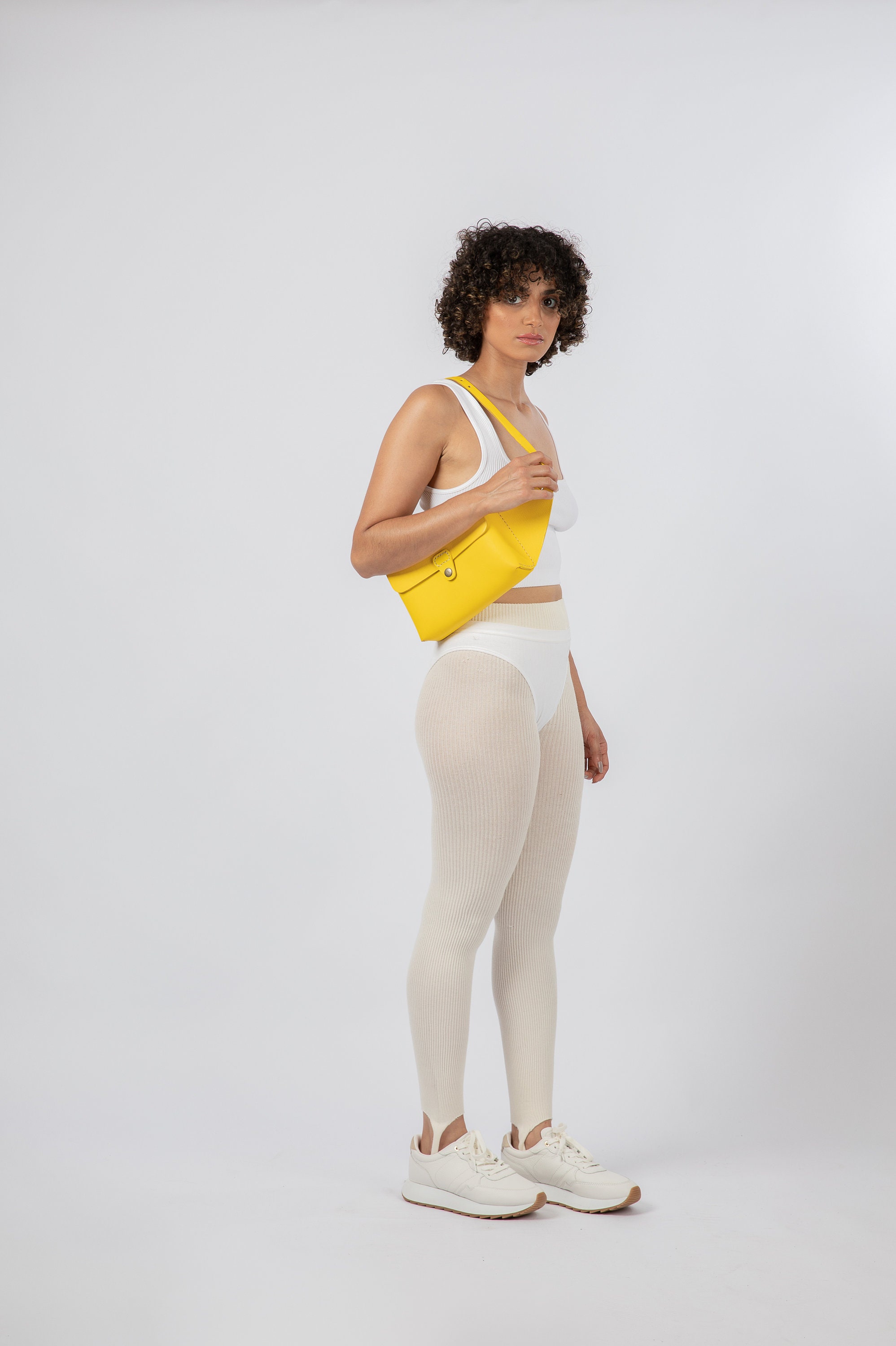 Yellow Leather Belt Bag Leather Fanny Pack Crossbody Pouch Yellow