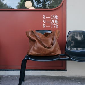 Leather Tote, Leather Shoulder Tote, Slouchy Bag, Diaper Bag, Soft Leather Bag, Large Tote, Grocery Bag, Sympathy Gift, Leather