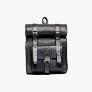 Leather Rucksack Black Backpack Cosmopolitan SALE Fashion Handmade Backpack Unissex Bag Classic Backpack Travel Bag Rolltop Backpack image 4