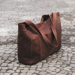 Soft Lamb Leather Tote Bag: Oversized Brown Leather Handbag