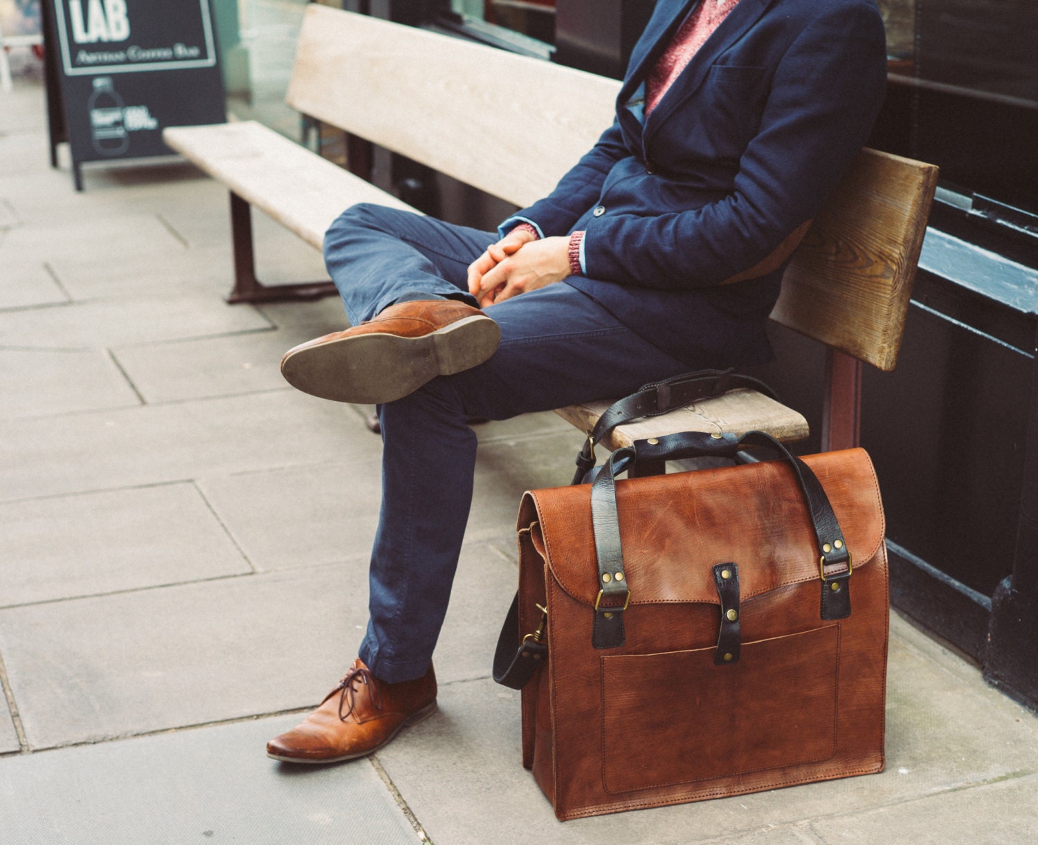 Large Leather Tote Bag Men's Leather Duffel Handmade 