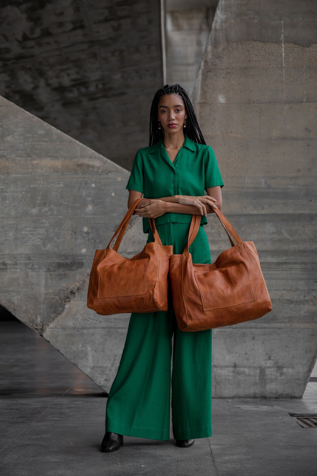 Soft Lamb Leather Tote Bag: Large Brown Vegetable Tanned - Etsy