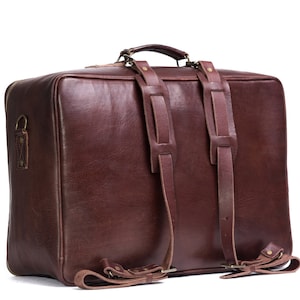 Leather Suitcase, Men's Travel Bag, Handmade Leather Bag, Large Travel Suitcase, Vintage, Retro, Holdall, Men's Fashion, Hip image 4