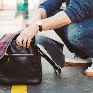 Plunjezak in zwarte tas, Grote bagage, Leren weekendtas, Alles meenemen, Extra grote leren bagage, Handbagage, Plantaardig gelooid, Volnerf