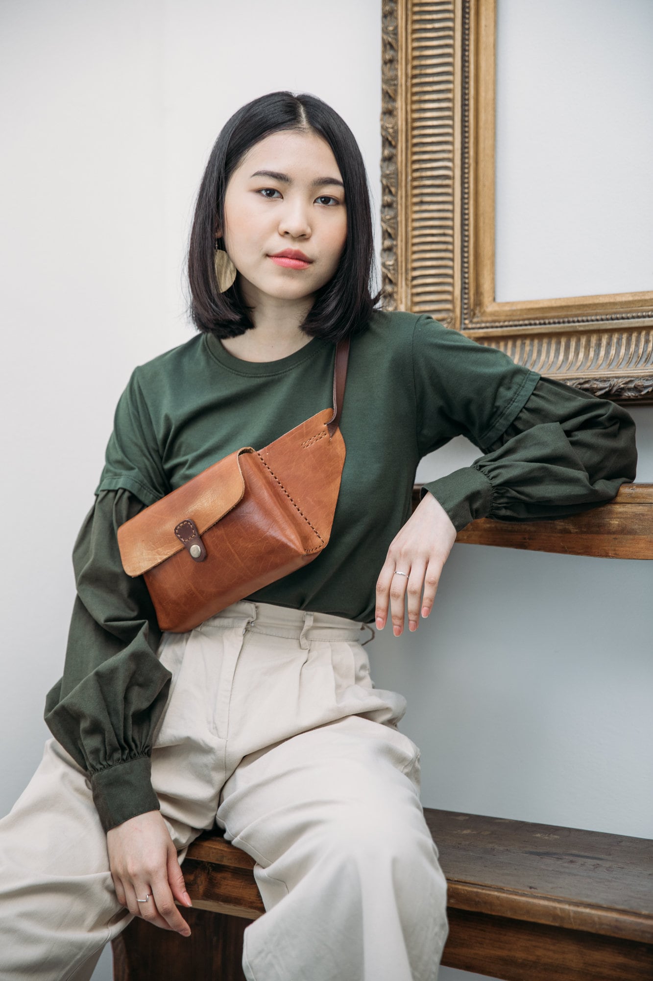 Blue leather deals fanny pack