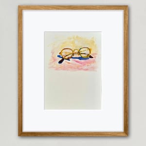 Eyeglasses, Original Oil Painting, Minimal Still Life on Paper, Pop Art Style, Bright Colors, Contemporary Original Art, Modern Still Life