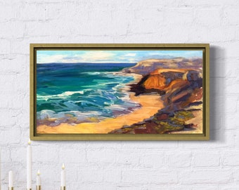 Carlsbad Cliffs, San Diego, Plein Air Oil Painting on Archival Linen Panel, California Contemporary Landscape Painting, South Carlsbad Beach