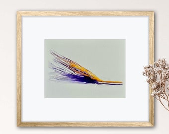 Pintura al óleo minimalista de trigo sobre papel Arches: Arte pop de colores brillantes (30,5 x 23,8 cm)