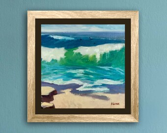 Surfistas de Windansea: Pintura al óleo al aire libre, arte playero de California