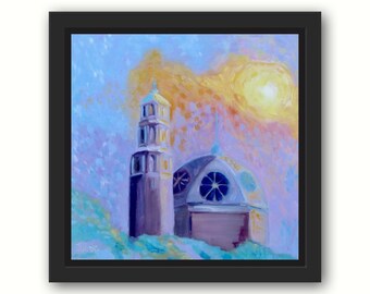 San Diego California Tower Oil Painting: Balboa Park Impressionist Art
