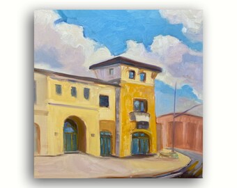 Pintura al óleo de San Elijo Hills: California Plein Air sobre madera, 30,5 x 30,5 cm