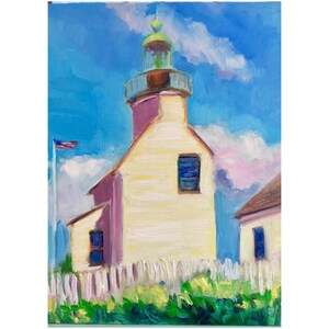 Point Loma Lighthouse Oil Painting: San Diego Plein Air Art, 8x6 image 2