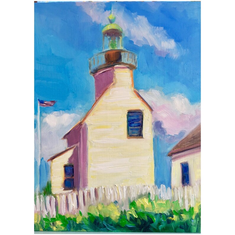 Point Loma Lighthouse Oil Painting: San Diego Plein Air Art, 8x6 image 2