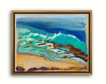 Pintura al óleo de la costa de La Jolla: paisaje marino de California sobre lino, 11 x 14
