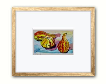 Fall Gourd Watercolor Giclee Print: Thanksgiving Kitchen Art