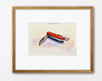 Pintura de navaja suiza: bodegón pop art, colores brillantes