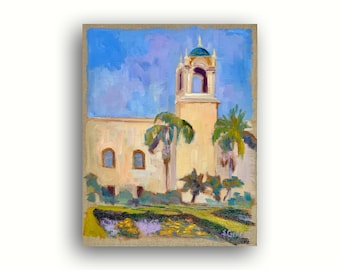 Pintura al óleo del Jardín del Alcázar: Parque Balboa, Arte Paisajístico de San Diego