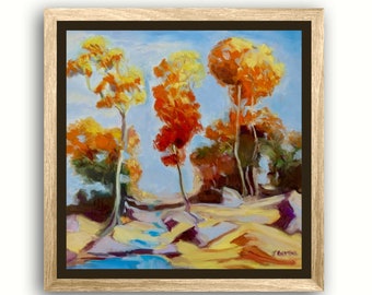 Original Impressionist Oil Painting, Impressionistic Fall Colors, Contemporary Art, Wall Decor, Design, Landscape Art