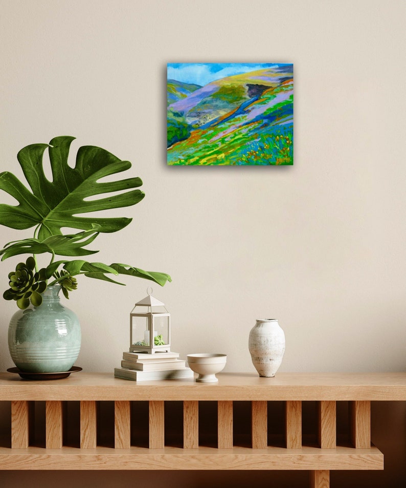 Original Oil Painting on Wood, Original Impressionist Painting, California Wall Art, California Landscape Oil Painting, Super Bloom 2019 image 2