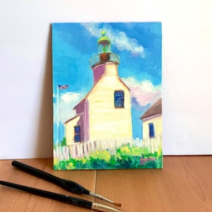 Point Loma Lighthouse Original Plein Air Oil Painting, Impressionist, Impressionistic Landscape Art, San Diego, Contemporary Beach Painting