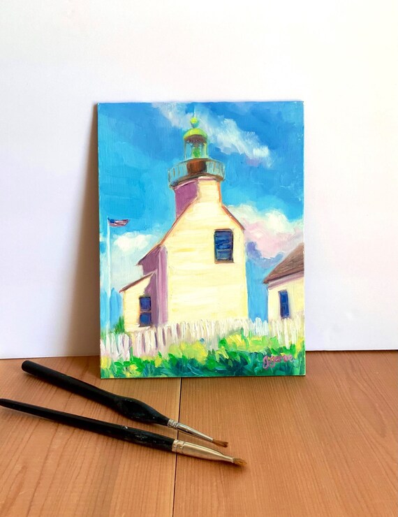 Point Loma Lighthouse Oil Painting: San Diego Plein Air Art, 8x6