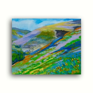 Original Oil Painting on Wood, Original Impressionist Painting, California Wall Art, California Landscape Oil Painting, Super Bloom 2019 image 1