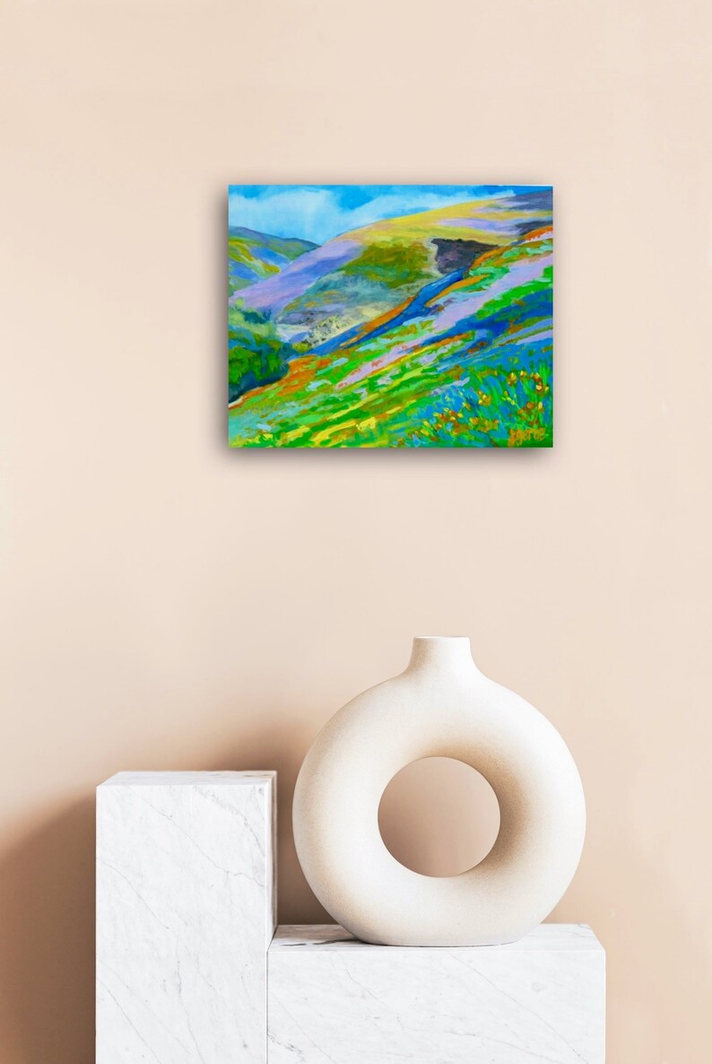 Original Oil Painting on Wood, Original Impressionist Painting, California Wall Art, California Landscape Oil Painting, Super Bloom 2019 image 4