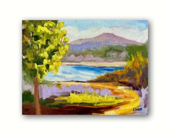 Pintura al óleo del lago Hodges: arte paisajístico impresionista de California