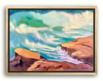 Pintura al óleo de la playa de Windansea: Arte costero de La Jolla, San Diego