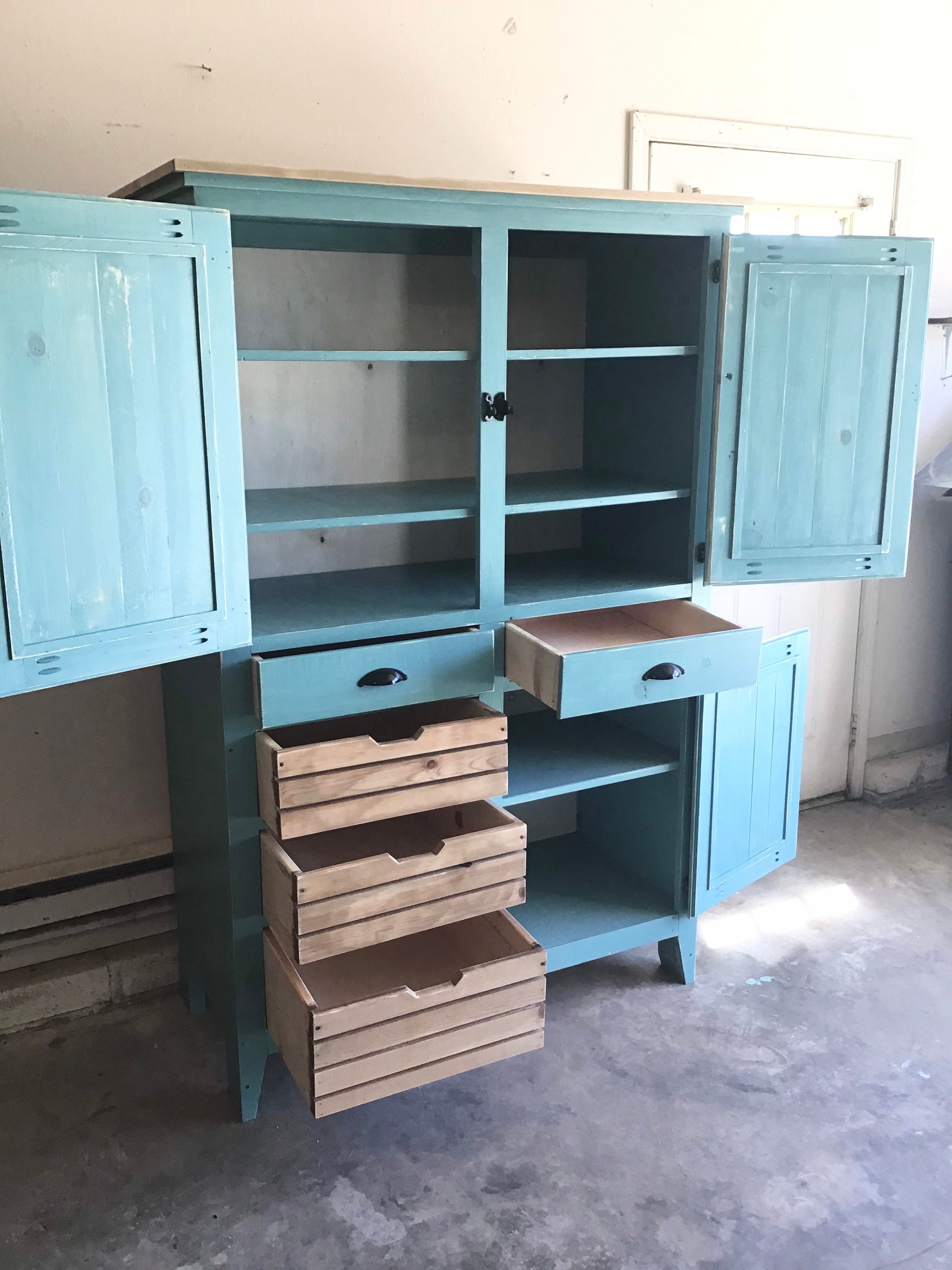 Rústico Teal Pantry Cabinet casa de campo despensa afligido | Etsy