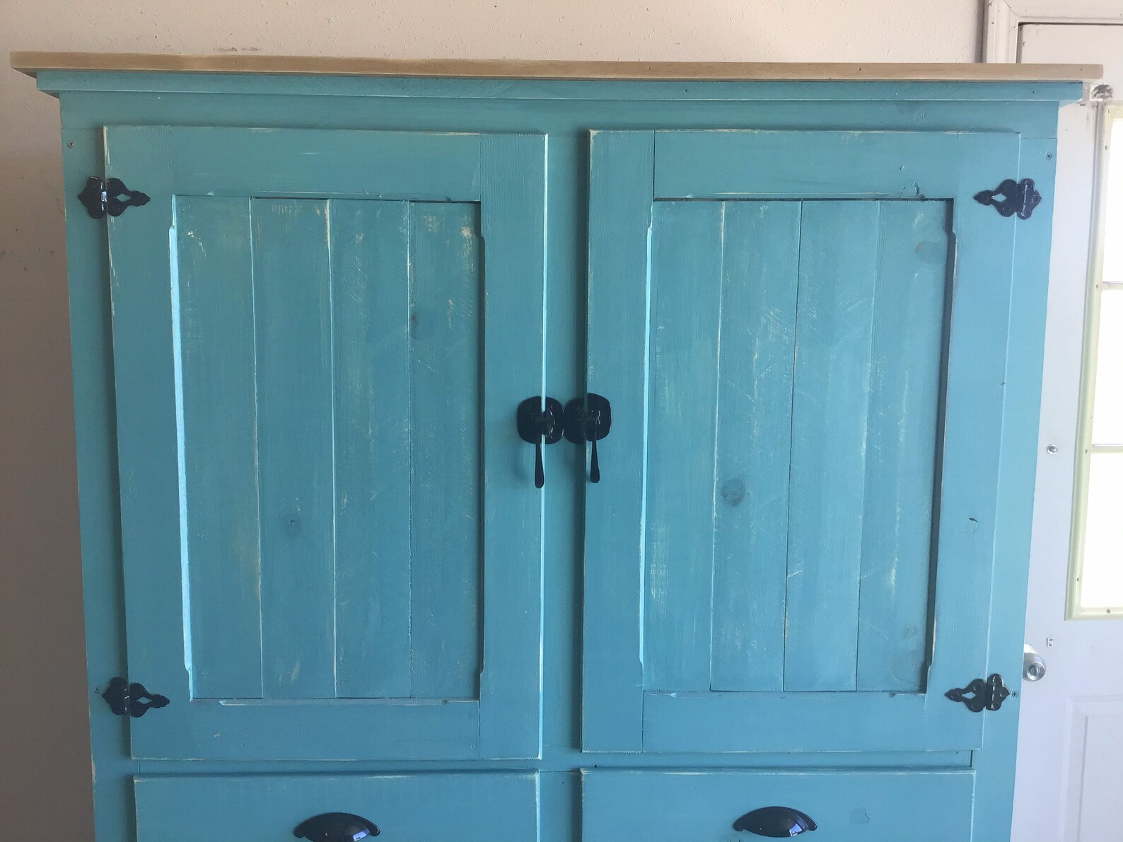 Rústico Teal Pantry Cabinet casa de campo despensa afligido | Etsy