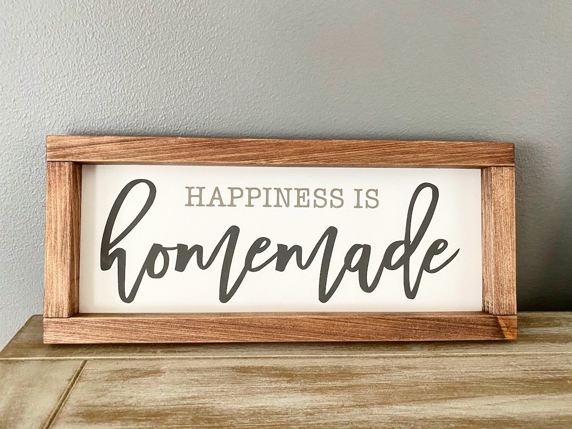 Happiness is Homemade Wood Sign Decor Etsy