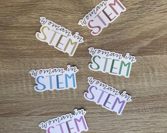 Woman in STEM vinyl sticker | gifts for doctors, nurses, students, healthcare workers, researchers, scientists