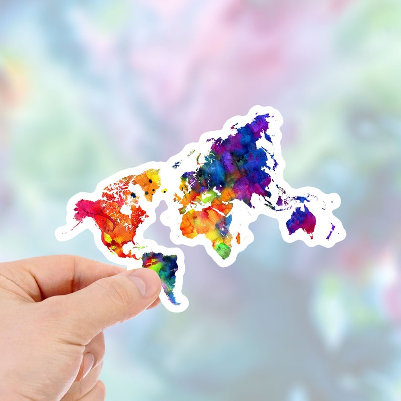 World Map Stickers Sticker Decals Laptop Stickers World  Etsy