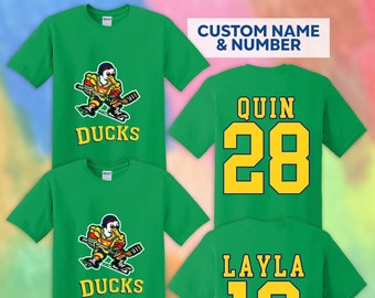 Mighty Ducks Movie Jersey T-Shirt Logo Costume Hockey Player Team 90's  Green 