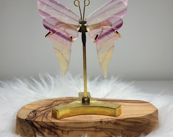 Fluorite Butterfly Wings w/ Metal Stand (BFWS4)