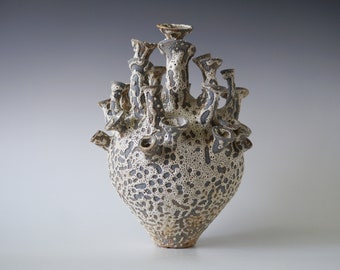 Handmade Ceramic Vessel, Volcanic Lace Glaze, Unique Ceramic Vase, Home Decor