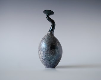 Ceramic Raku Vase, 9"x 4", Iridescent Raku Arts, Naked Raku Firing, #2