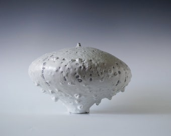 Ceramic Volcanic Vase, Handmade Unique Ceramic Piece, Home Decor, White Glaze