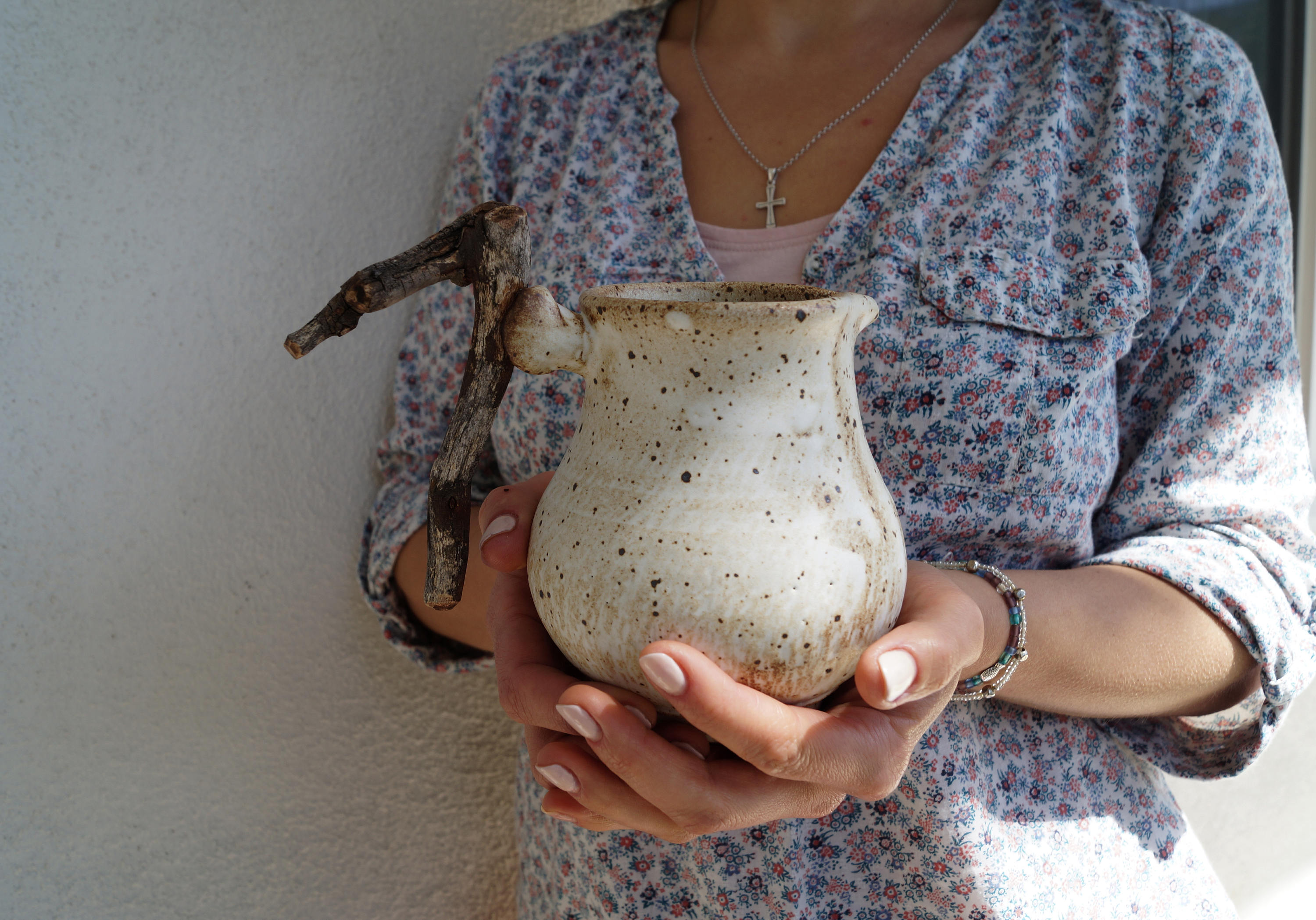 Handmade Ceramic Pitcher with Wooden Handle, Wheel Thrown ...