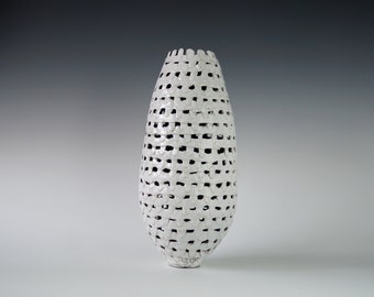 Handmade Ceramic Decorative Vase, Raku Firing, Porcelain,  Contemporary Home Decor