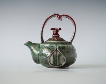 Handmade Ceramic Teapot, Porcelain, 16 oz