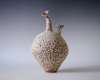 Handmade Ceramic Vessel, Volcanic Lace Glaze, Unique Ceramic Vase, Home Decor, White Ceramics, One of a Kind Piece